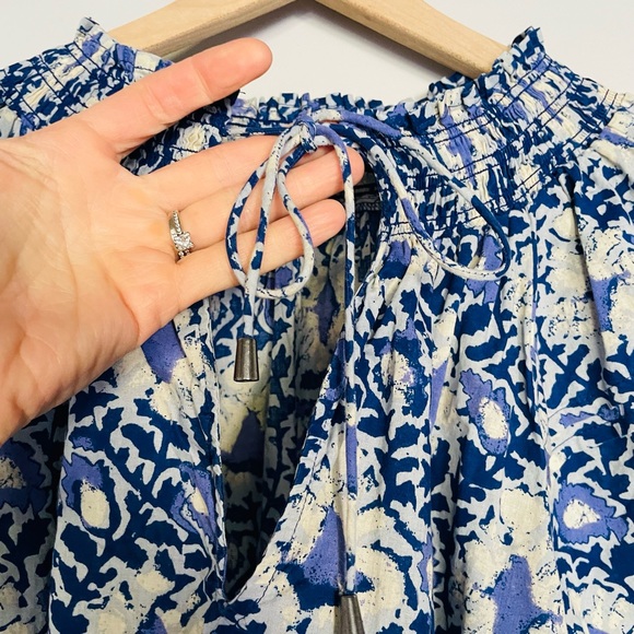 Free People Willow Printed Blouse in Blue Batik Combo - Picture 7 of 15